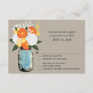 Orange and Yellow Citrus Bloom Mason Jar RSVP