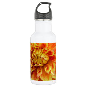 Orange and yellow dahlia flower 532 ml water bottle
