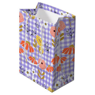 Orange and Yellow Doodle Flower Medium Gift Bag