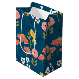 Orange and Yellow Doodle Flower Medium Gift Bag