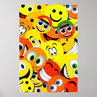 ORANGE AND YELLOW FACES COLLAGE POSTER
