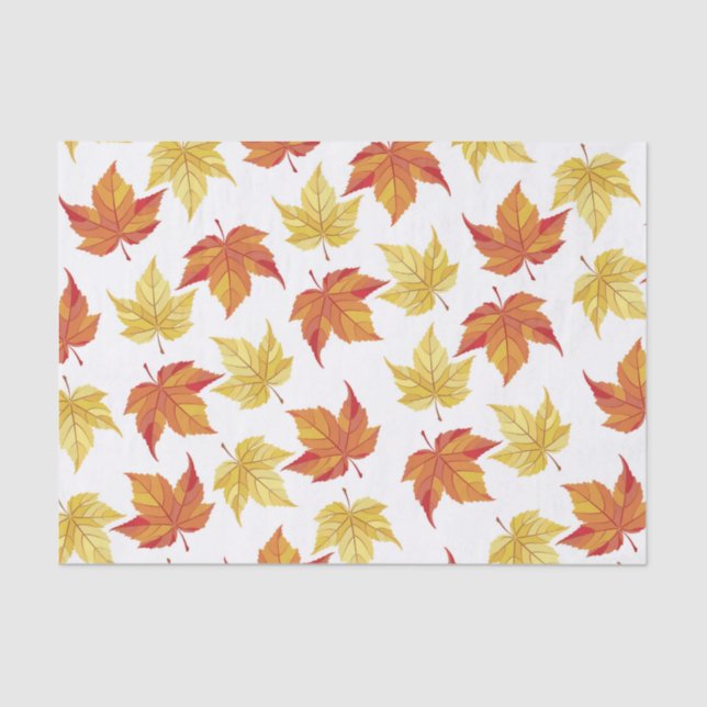 Orange and Yellow Fall Leaves Tissue Paper (Front)