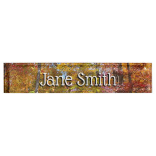 Orange and Yellow Fall Trees Autumn Photography Nameplate
