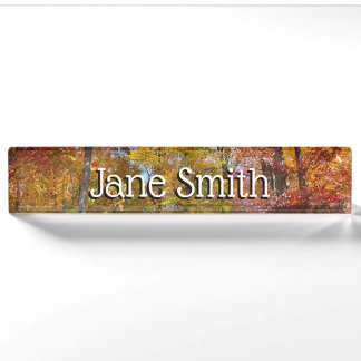 Orange and Yellow Fall Trees Autumn Photography Nameplate