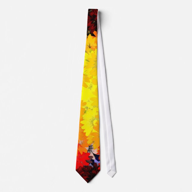 Orange and yellow floral tie (Front)
