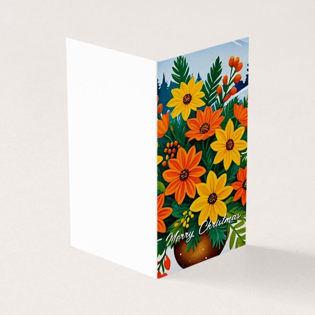 Orange and yellow flower Christmas card (Outside)