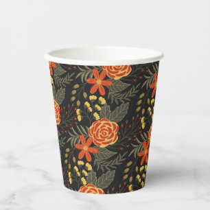 Orange and yellow flowers pattern Paper Cups 