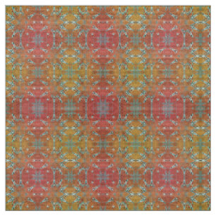 Orange and Yellow Fractal Stars Futuristic Elegant Fabric