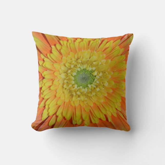 Orange and yellow gerber flower cushion (Front)