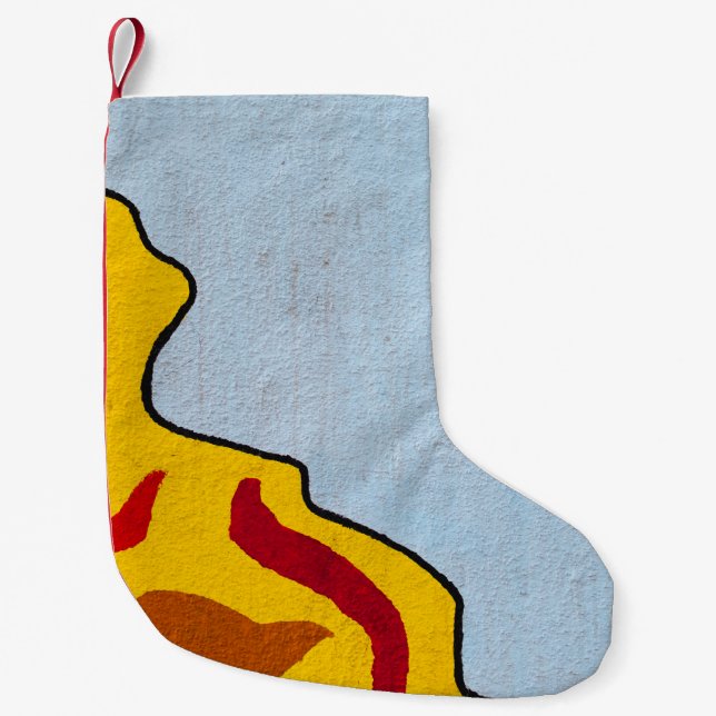 Orange and yellow illustration small christmas stocking (Front)