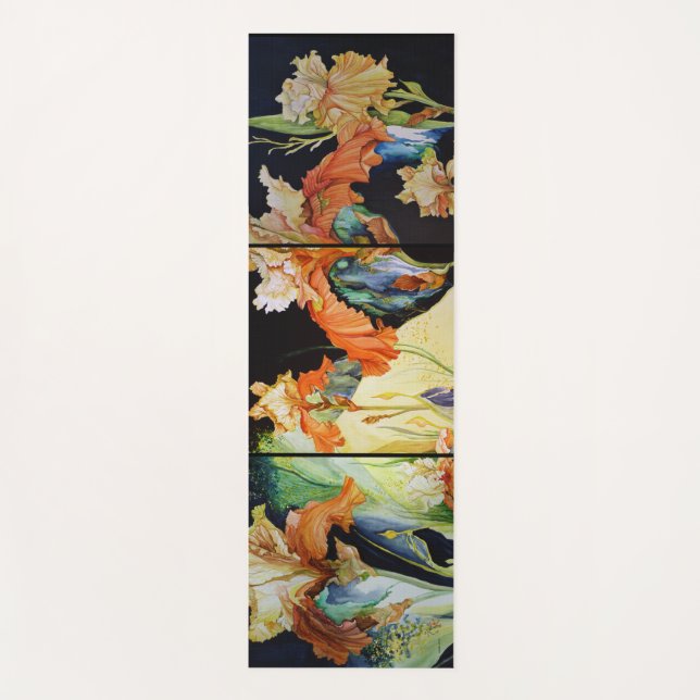 Orange and Yellow Iris Yoga Mat (Front)