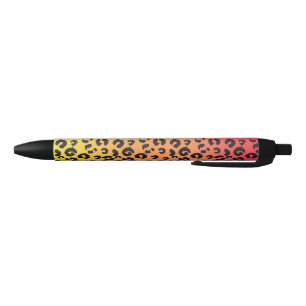 Orange and Yellow Leopard Skin Black Ink Pen
