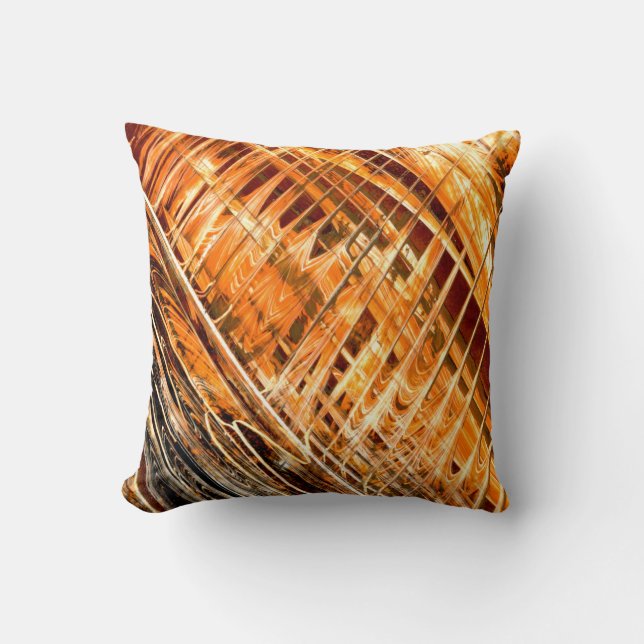 Orange and Yellow Lined Abstract Cushion (Front)