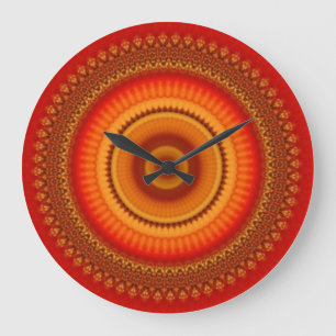 Orange and Yellow Mandala Large Clock