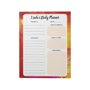 Orange and Yellow Marble Daily To-Do List Notepad
