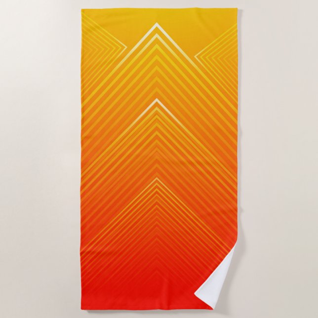 Orange and yellow ombre modern geometric design beach towel (Front)