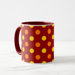 Orange and Yellow Polka Dots On Red Mug