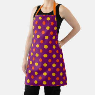 Orange and Yellow Polka Dots Purple Apron