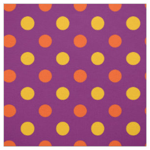 Orange and Yellow Polka Dots Purple Fabric