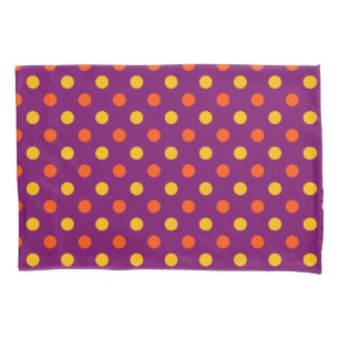 Orange and Yellow Polka Dots Purple Pillowcase