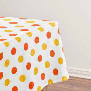 Orange and Yellow Polka Dots White Tablecloth