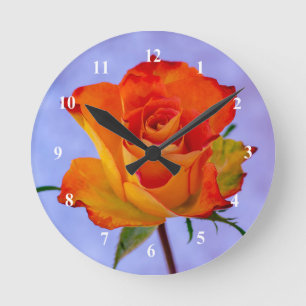 Orange and Yellow Rose flower Acrylic wall clock