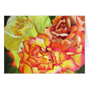Orange and Yellow Rose watercolor original art