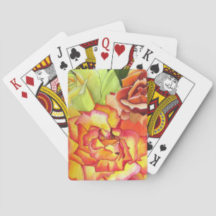 Orange and Yellow roses watercolor art Playing Cards