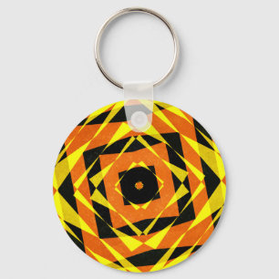 Orange and yellow striped diamond pattern key ring