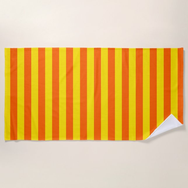 Orange and Yellow Stripes Design Beach Towel (Front)