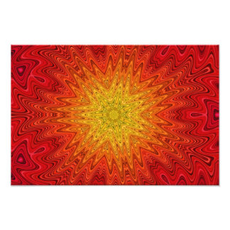 Orange and Yellow Sun/Star/Heart Mandala Photo Print