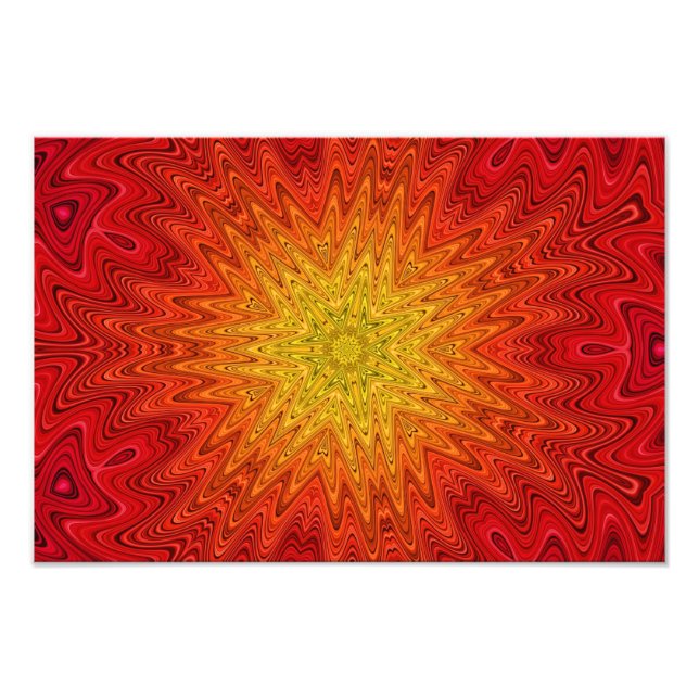 Orange and Yellow Sun/Star/Heart Mandala Photo Print (Front)