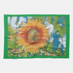 Orange and yellow sunflower kitchen Towels