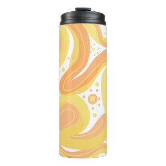 Orange And Yellow Swirls With Dots Thermal Tumbler