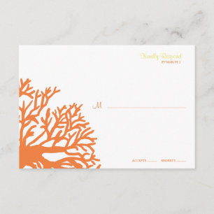 Orange and Yellow Tropical Coral Wedding rsvp Card