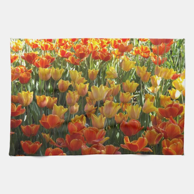 Orange and Yellow Tulips Tea Towel (Horizontal)