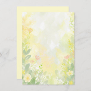 Orange and yellow watercolor floral blank wedding invitation