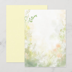 Orange and yellow watercolor floral blank wedding invitation