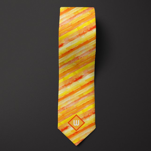 Orange and Yellow Watercolor Striped Tie (Creator Uploaded)