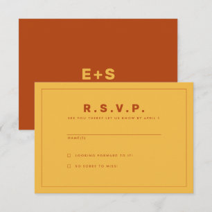 Orange and Yellow Wes Anderson Inspired RSVP Card
