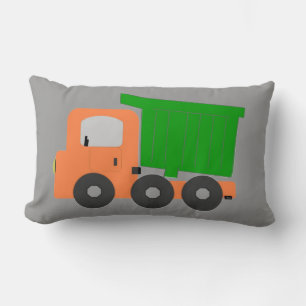 Orange Animated Work Truck Grey Background Lumbar Cushion