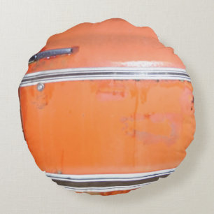 orange antique car silver trim round cushion