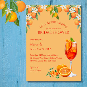 Orange Aperol Love at First Spritz Bridal Shower  Invitation