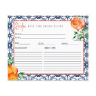 Orange Aperol Spritz Bridal Shower Recipe Card