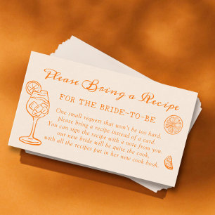 Orange Aperol Spritz Bridal Shower Recipe Request Enclosure Card