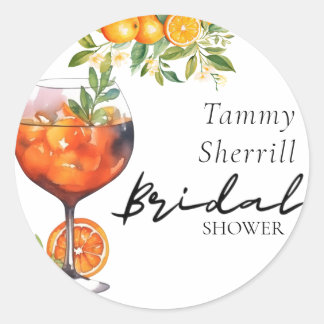 Orange Aperol Spritz Coctail Bridal Shower Classic Round Sticker