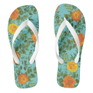 Orange & Aqua Wedding Modern Floral Jandals