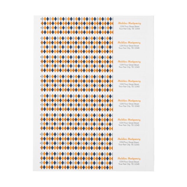 Orange Argyle Miners Wrap Around Label (Sheet)