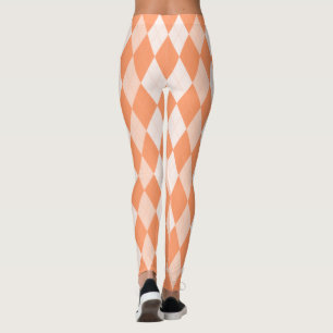 Orange Argyle Pastel Tangerine Small Diamond Shape Leggings