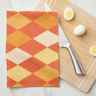Orange argyle pattern tea towel